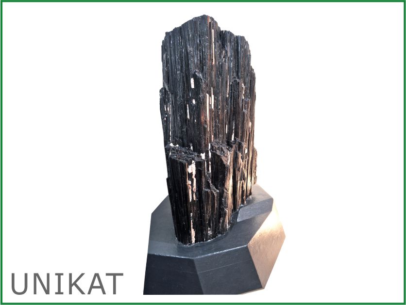 Turmalin - Schörl Kristall mit Holzsockel - Schaustück der Extraklasse